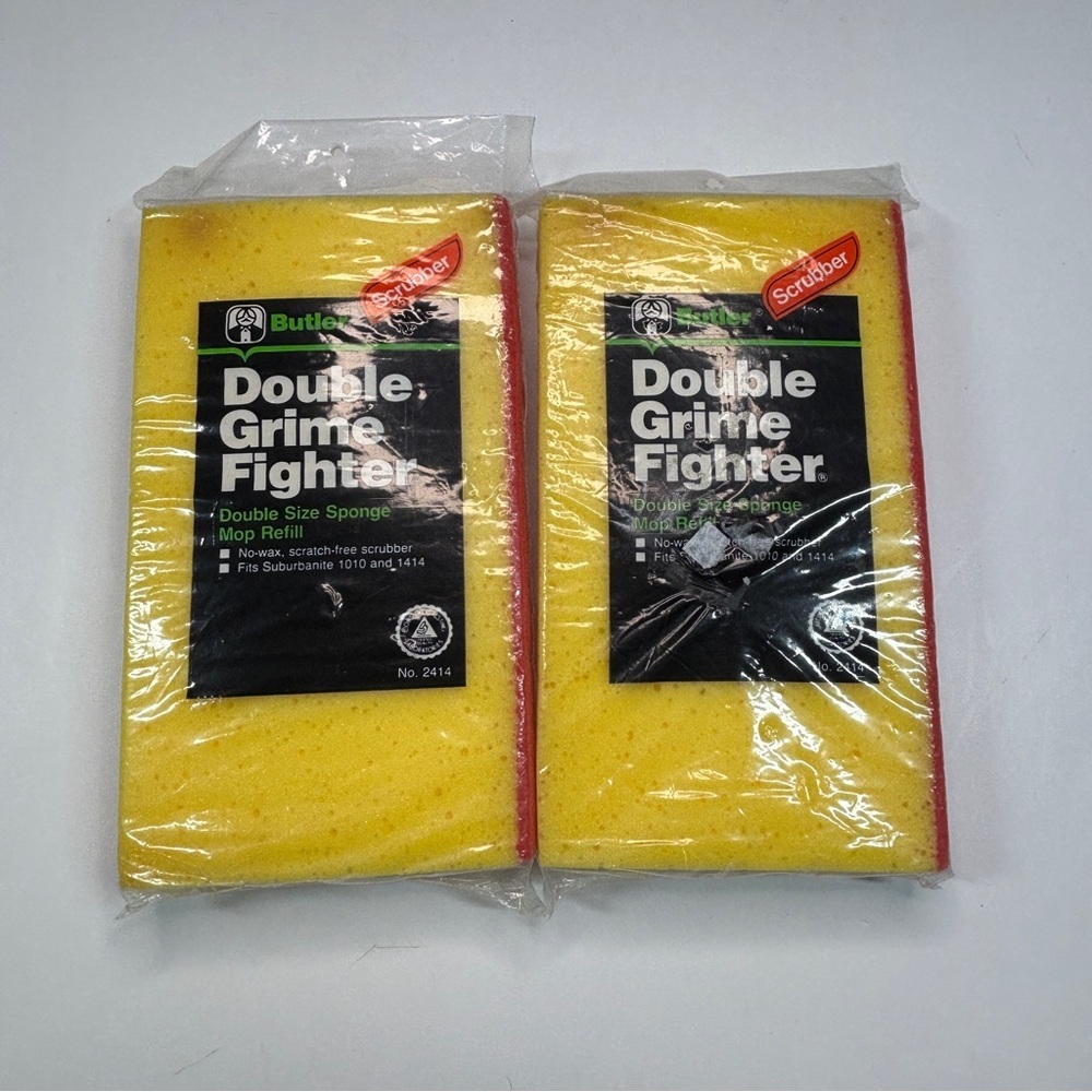 3 Vtg BUTLER Double Grime Fighter Sponge Mop Refill 2414 Suburbanite 1010 & 1414